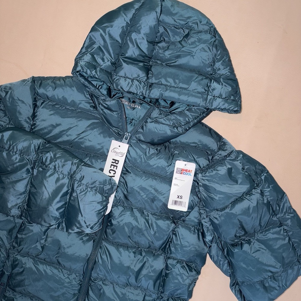 NEW 32 Degree Heat Hooded Puffer Jacket Women's XS Dried Basil Green